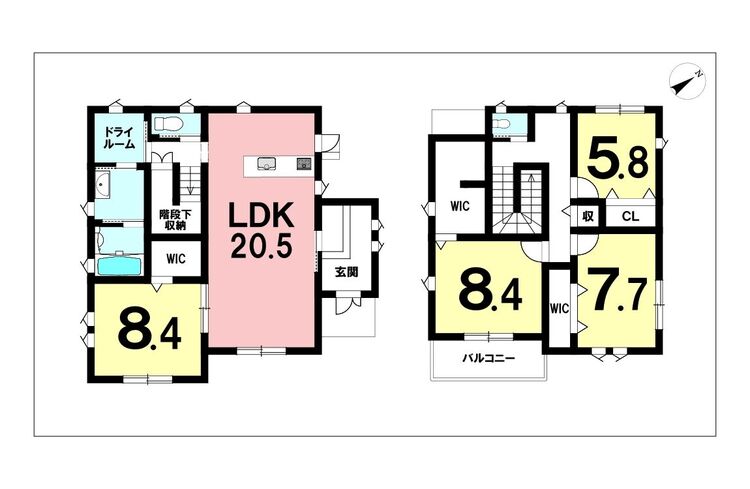 間取り 4LDK、太陽光6.45KW搭載【建物面積142.00m2(42.95坪)】