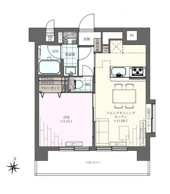 その他 1LDK、専有面積40m2、バルコニー面積9.14m2