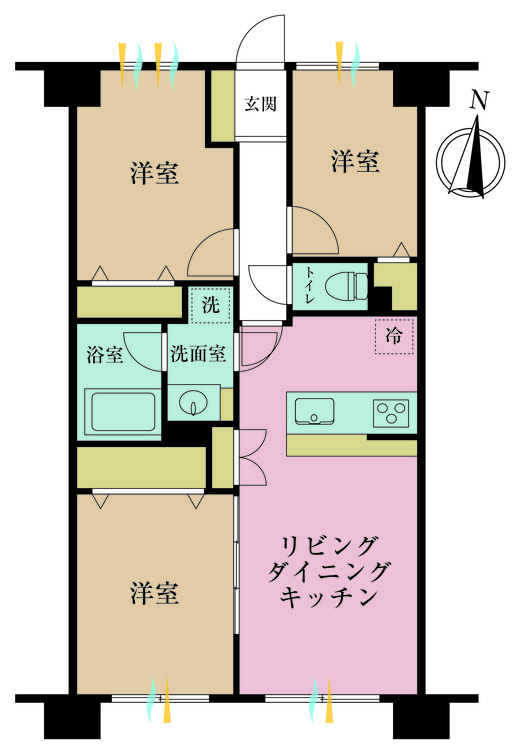 その他 3LDK、専有面積62.06m2、バルコニー面積9.28m2