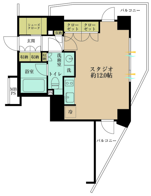 その他 1LK、専有面積33.6m2、バルコニー面積12.69m2