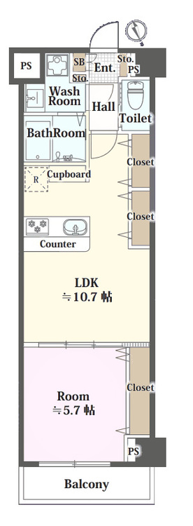 その他 1LDK、専有面積41.27m2、バルコニー面積3.33m2