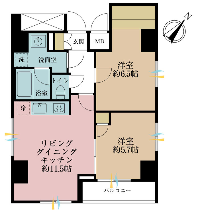 その他 2LDK、専有面積55.1m2、バルコニー面積4.01m2