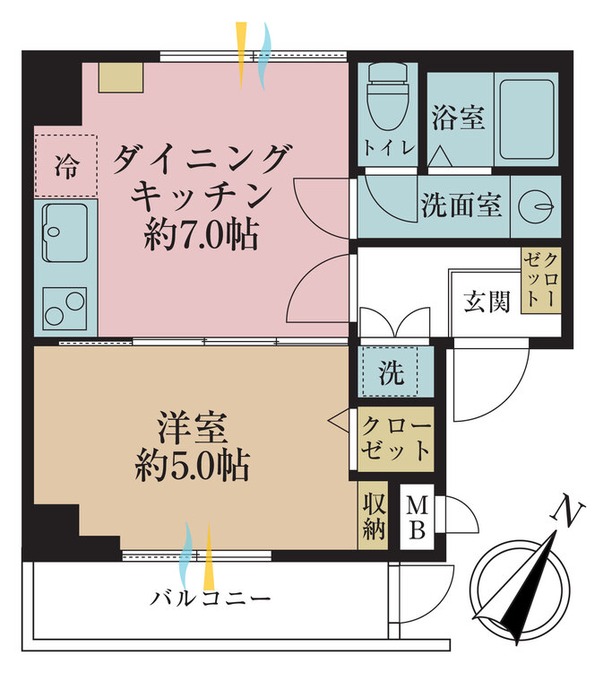 その他 1DK、専有面積33.24m2、バルコニー面積4.2m2