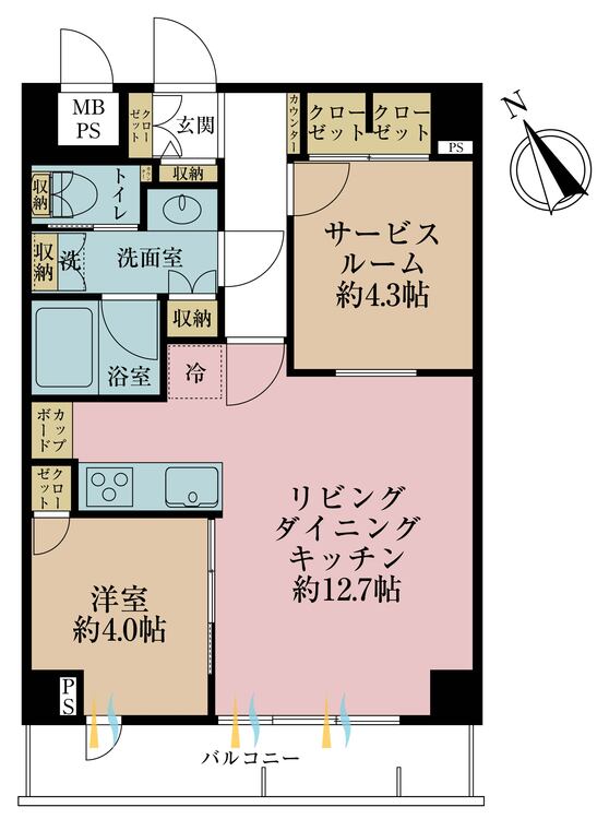 その他 1LDK+S（納戸）、専有面積51?、バルコニー面積6.6? 