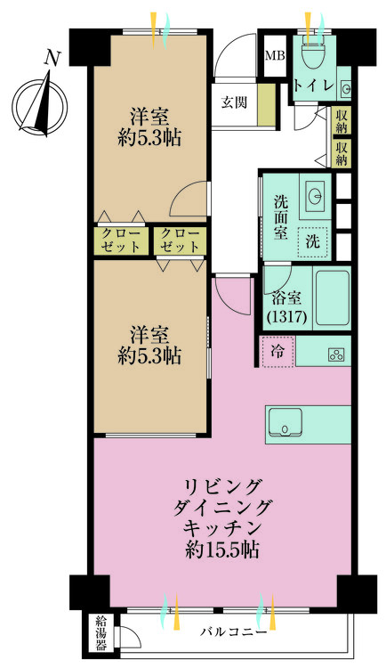 その他 2LDK、専有面積65.85m2、バルコニー面積5.64m2