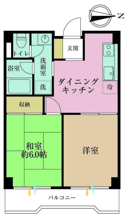 その他 2DK、専有面積42.07m2、バルコニー面積5.94m2