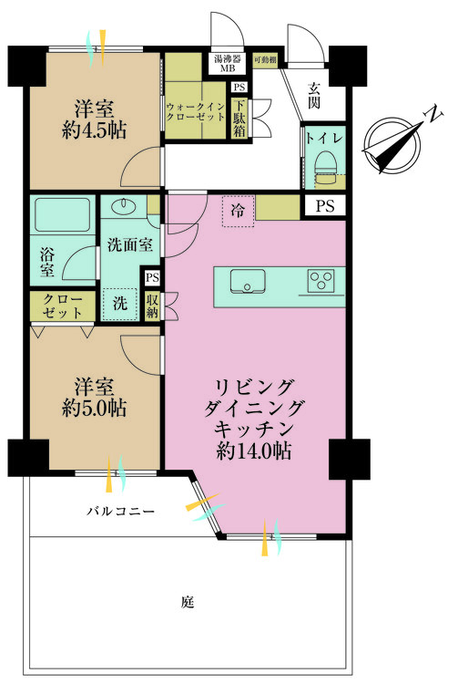 その他 2LDK、専有面積55.21m2、バルコニー面積4.26m2