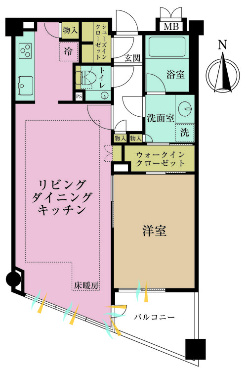 その他 1LDK、専有面積56.25m2、バルコニー面積3.73m2