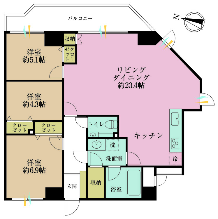 その他 3LDK、専有面積85.67m2、バルコニー面積10.35m2