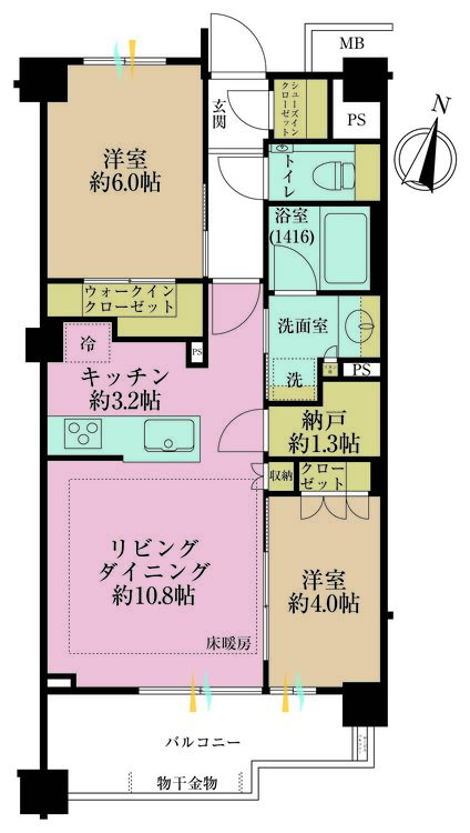 その他 2LDK、価格7980万円、専有面積58.37m2、バルコニー面積9.08m2