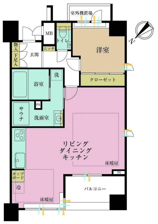 その他 1LDK、専有面積62.89m2、バルコニー面積6.92m2