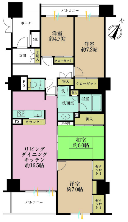 その他 4LDK、専有面積97.92m2、バルコニー面積10.01m2