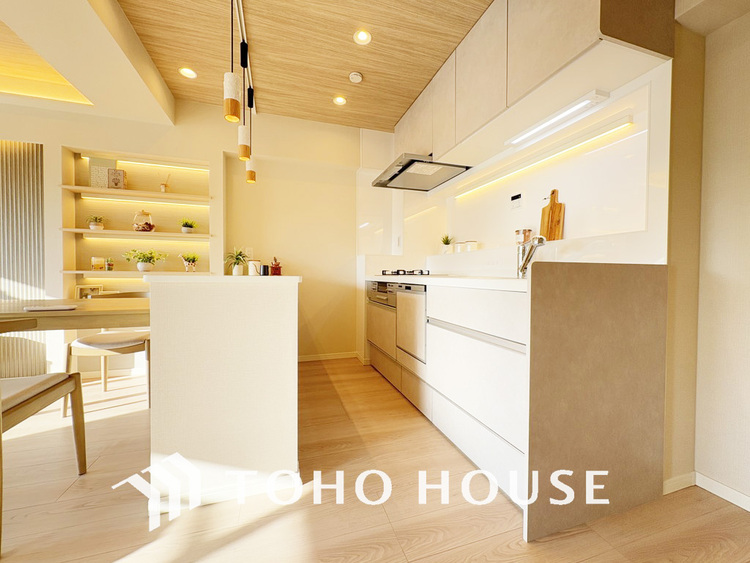 キッチン シンプルな部屋の雰囲気に溶け合うナチュラルキッチン
