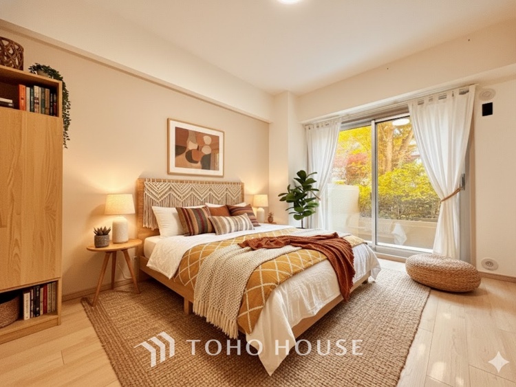 内装 ＊配置してある家具や小物はCGによるイメージ画像です。寝室は一日の疲れを癒す大切な空間。快適で落ち着けるおすすめの間取りです。