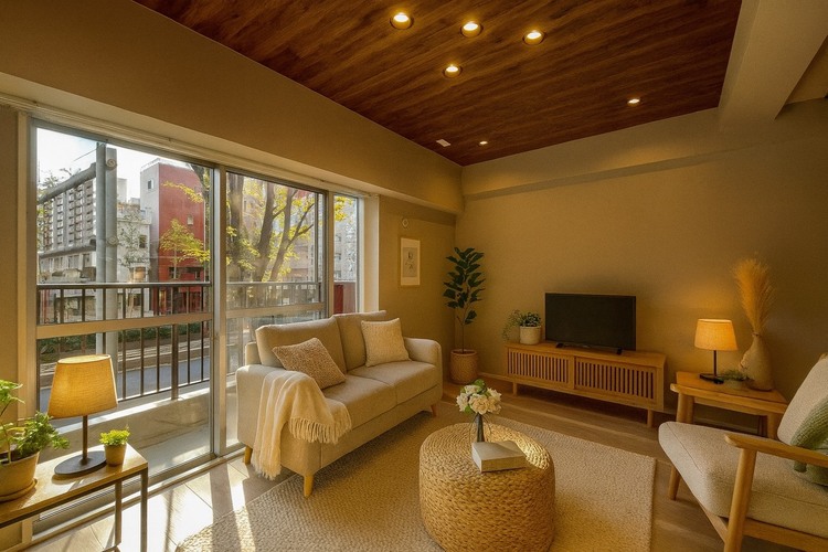 内装 ＊配置してある家具や小物はCGによるイメージ画像です。◆サンサンと◆差し込む太陽の光がこのリビングに笑いをもたらす.