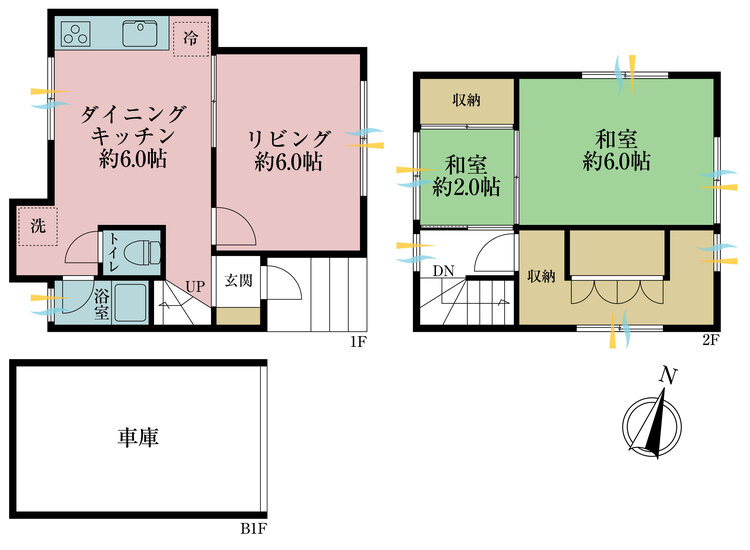 間取り 3LDK、土地面積36.39m2、建物面積65.02m2