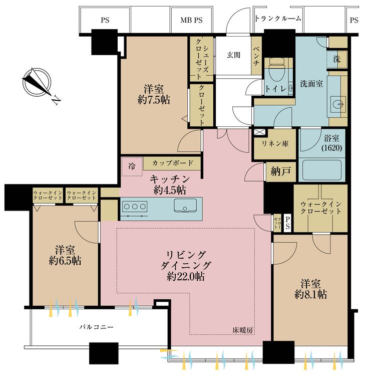 その他 3LDK、専有面積110.23m2、バルコニー面積6.99m2
