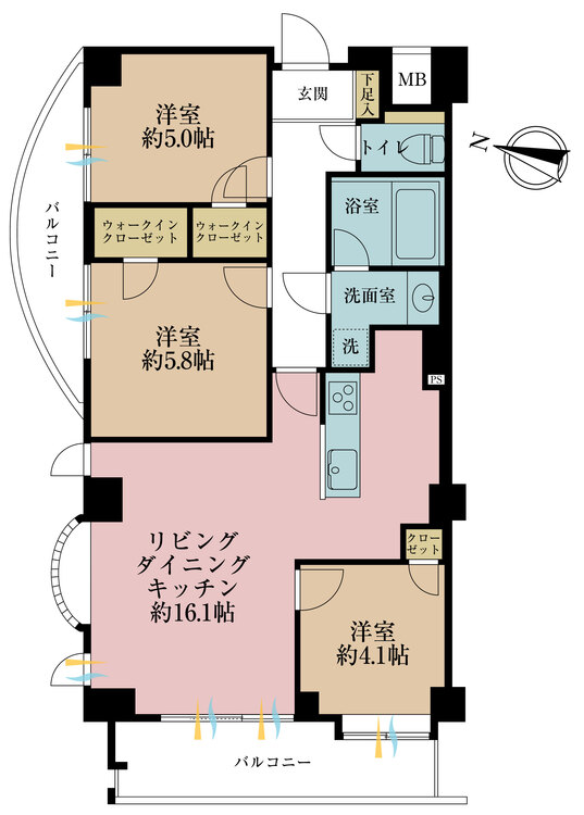 その他 3LDK、専有面積69.15m2、バルコニー面積12.75m2