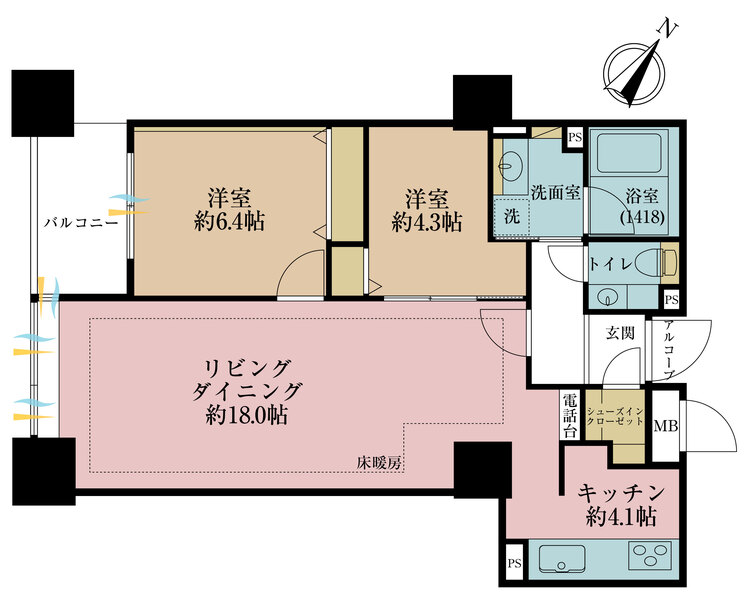 その他 2LDK、専有面積71.39m2、バルコニー面積5.01m2