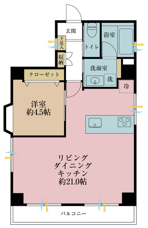 その他 1LDK、専有面積55.66m2、バルコニー面積6.4m2