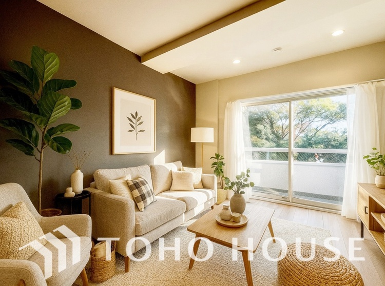 内装 ＊配置してある家具や小物はCGによるイメージ画像です。叶えたかったのは落ち着きのあるナチュラルな風合い、そして開放感があるリビング。