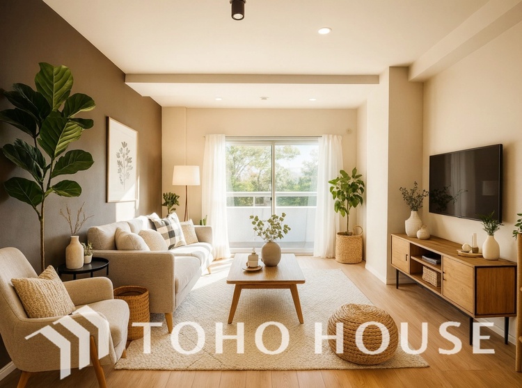 内装 ＊配置してある家具や小物はCGによるイメージ画像です。◆サンサンと◆差し込む太陽の光がこのリビングに笑いをもたらす.