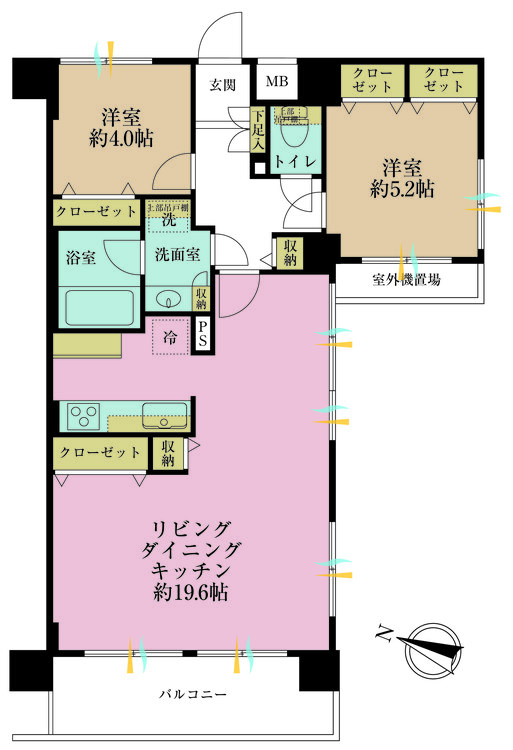 その他 2LDK、専有面積68.5m2、バルコニー面積7.8m2