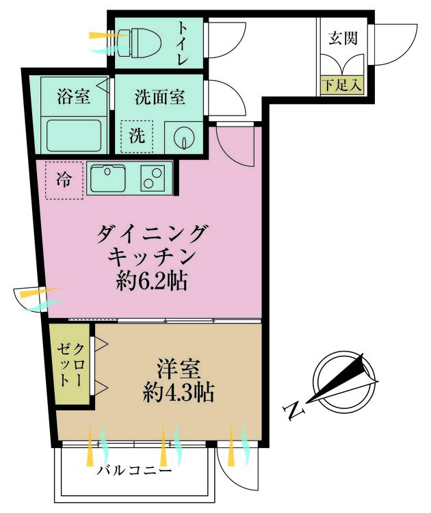 その他 1DK、専有面積30.25m2、バルコニー面積2.2m2