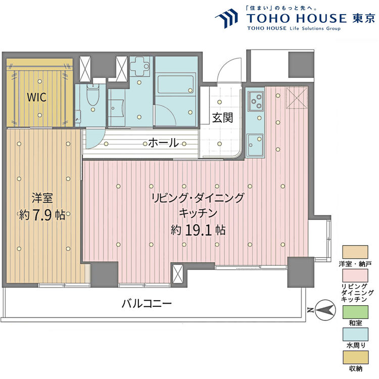間取り 2LDK、専有面積65.81m2、バルコニー面積10.7m2
