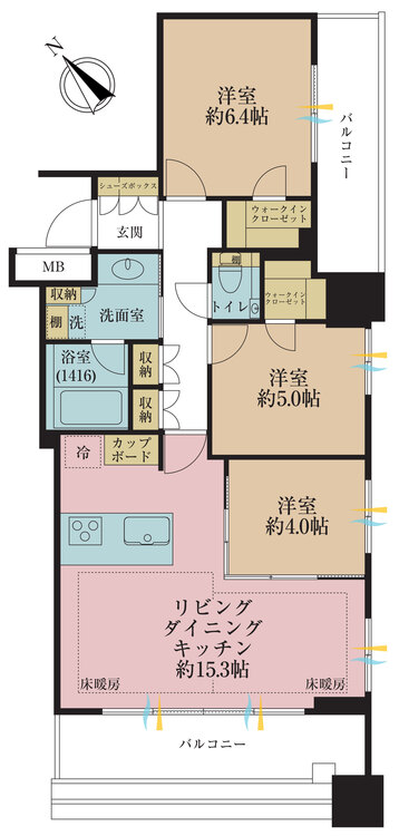 その他 3LDK、専有面積70.16m2、バルコニー面積15.81m2