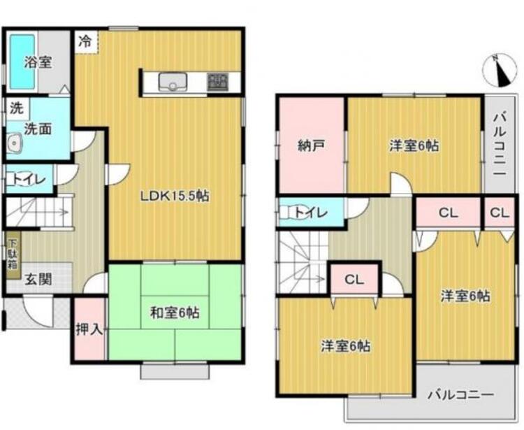 間取り 充実のプライベートスペース、全居室6帖以上の住まい。