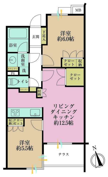 その他 2LDK、専有面積55.39m2