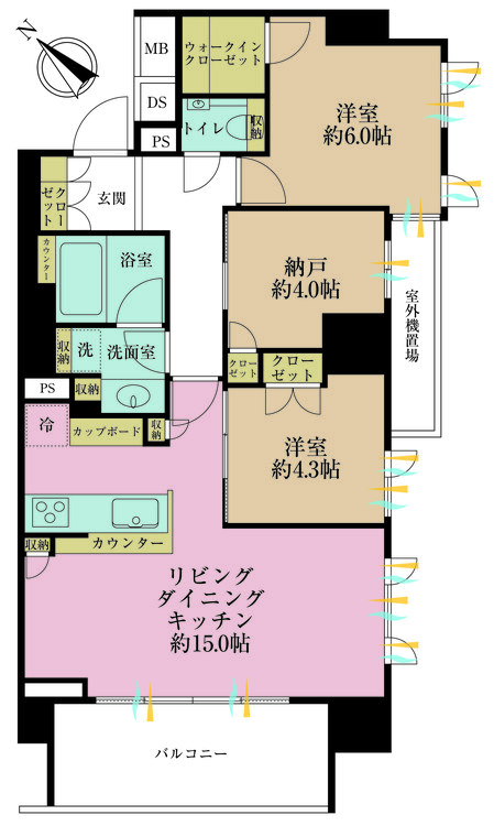 その他 2LDK+S（納戸）、専有面積68.54m2、バルコニー面積8.53m2