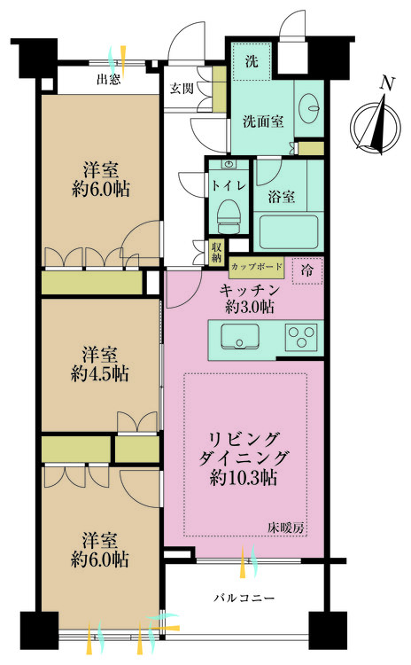 その他 3LDK、専有面積67.93m2、バルコニー面積5.69m2
