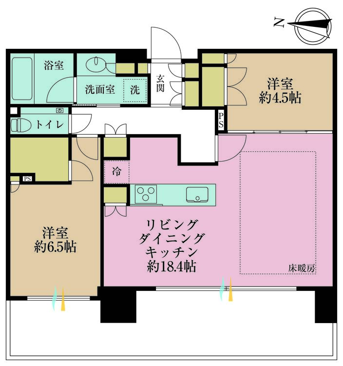 その他 2LDK、専有面積67.44m2、バルコニー面積17.67m2