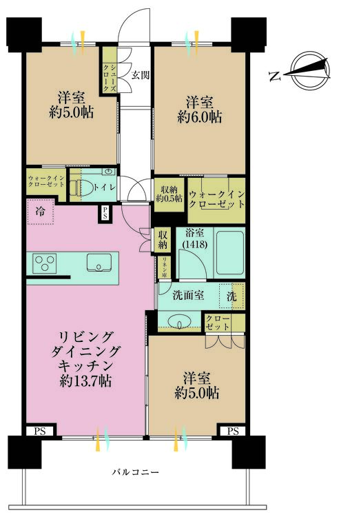 その他 3LDK+S（納戸）、専有面積67.08m2、バルコニー面積11.88m2