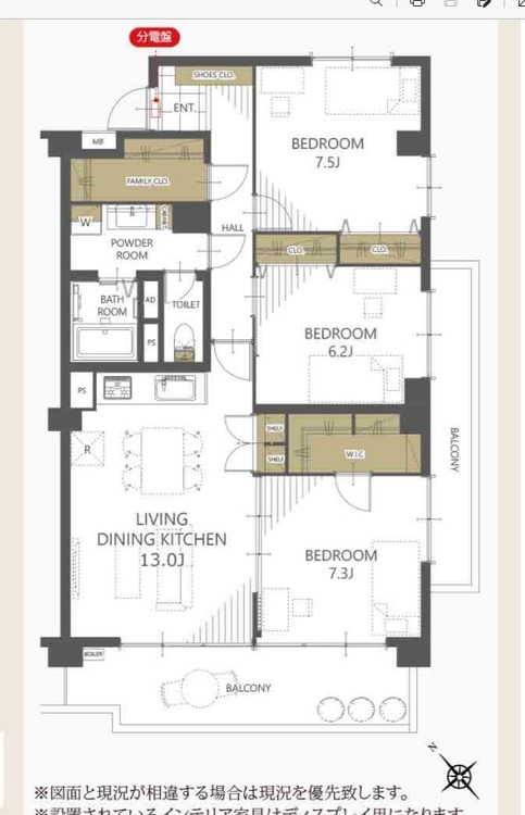 その他 3LDK、専有面積85.36m2、バルコニー面積18.43m2