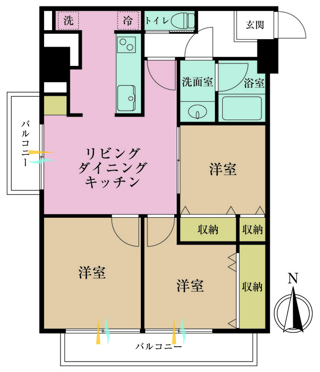 その他 3LDK、専有面積60.25m2、バルコニー面積8.3m2
