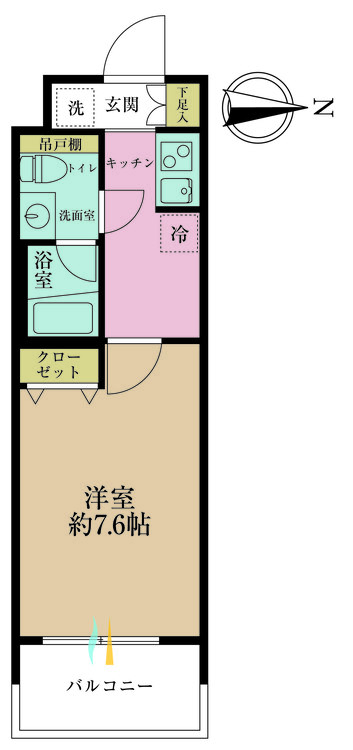 その他 1K、専有面積25.3m2、バルコニー面積4.27m2