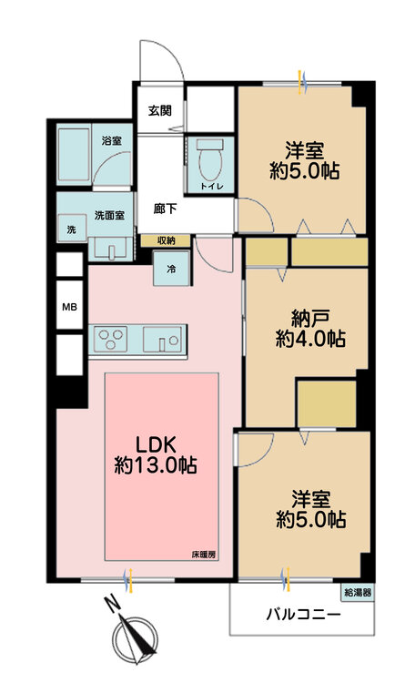 その他 2LDK+S（納戸）専有面積65.45m2、バルコニー面積3.19m2