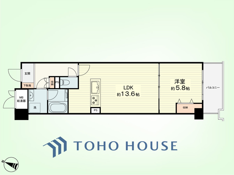 間取り 1LDK　専有面積47.70平米