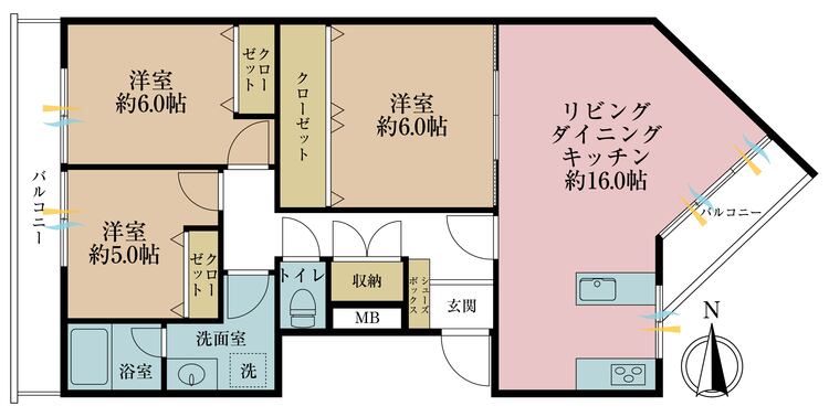 その他 3LDK、専有面積79.67m2、バルコニー面積11.98m2
