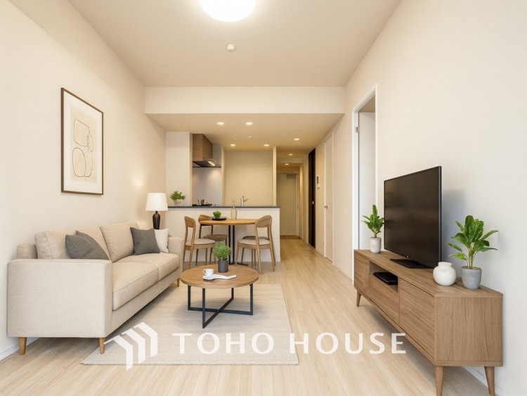 内装 ＊配置してある家具や小物【living】居心地のいい暮らしには欠かせない眩い採光。ゆったりとした幅の窓からこの空間に降り注ぐ採光が絶えない。明るいリビングこそ居心地のいい暮らしが待っているのだと思う。