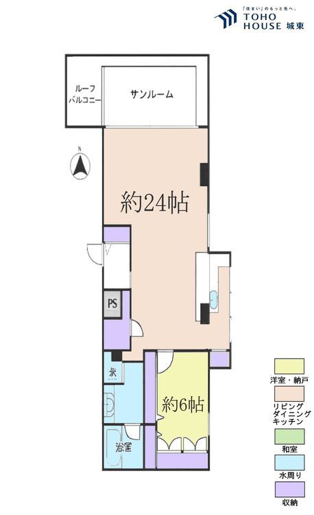 間取り １ＬＤＫ、専有面積７６．３１平米、バルコニー面積２０平米