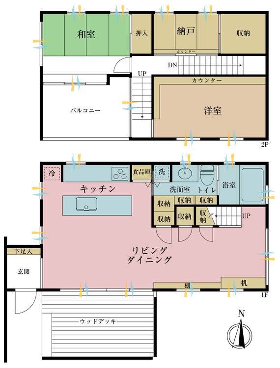 間取り 2LDK+S（納戸）、土地面積92.11m2、建物面積90m2