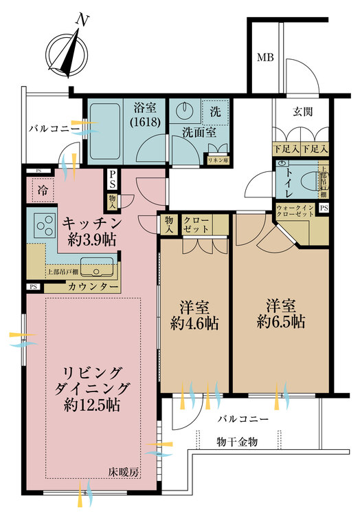 その他 2LDK、専有面積63.71m2、バルコニー面積8.92m2