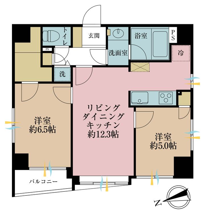 その他 2LDK、専有面積54.87m2、バルコニー面積2.74m2