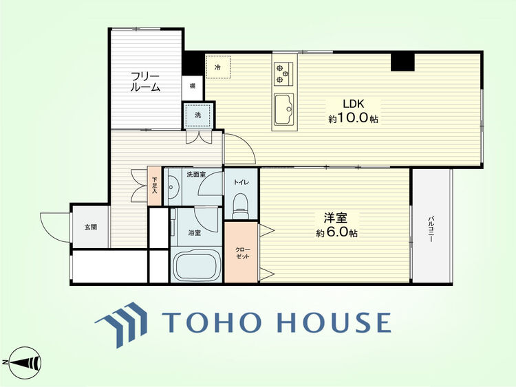 間取り 1SLDK　専有面積42.87平米