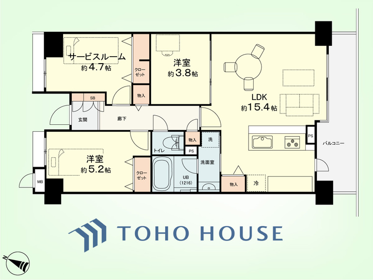 間取り 2SLDK　専有面積61.49平米、バルコニー面積7.49平米