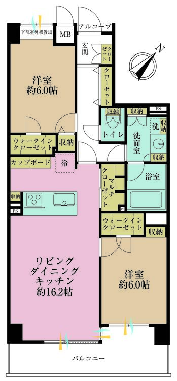 その他 2LDK、専有面積69.49m2、バルコニー面積9.32m2